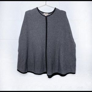 Forever 21 Knit Sweater Poncho Faux Leather Trim Cape